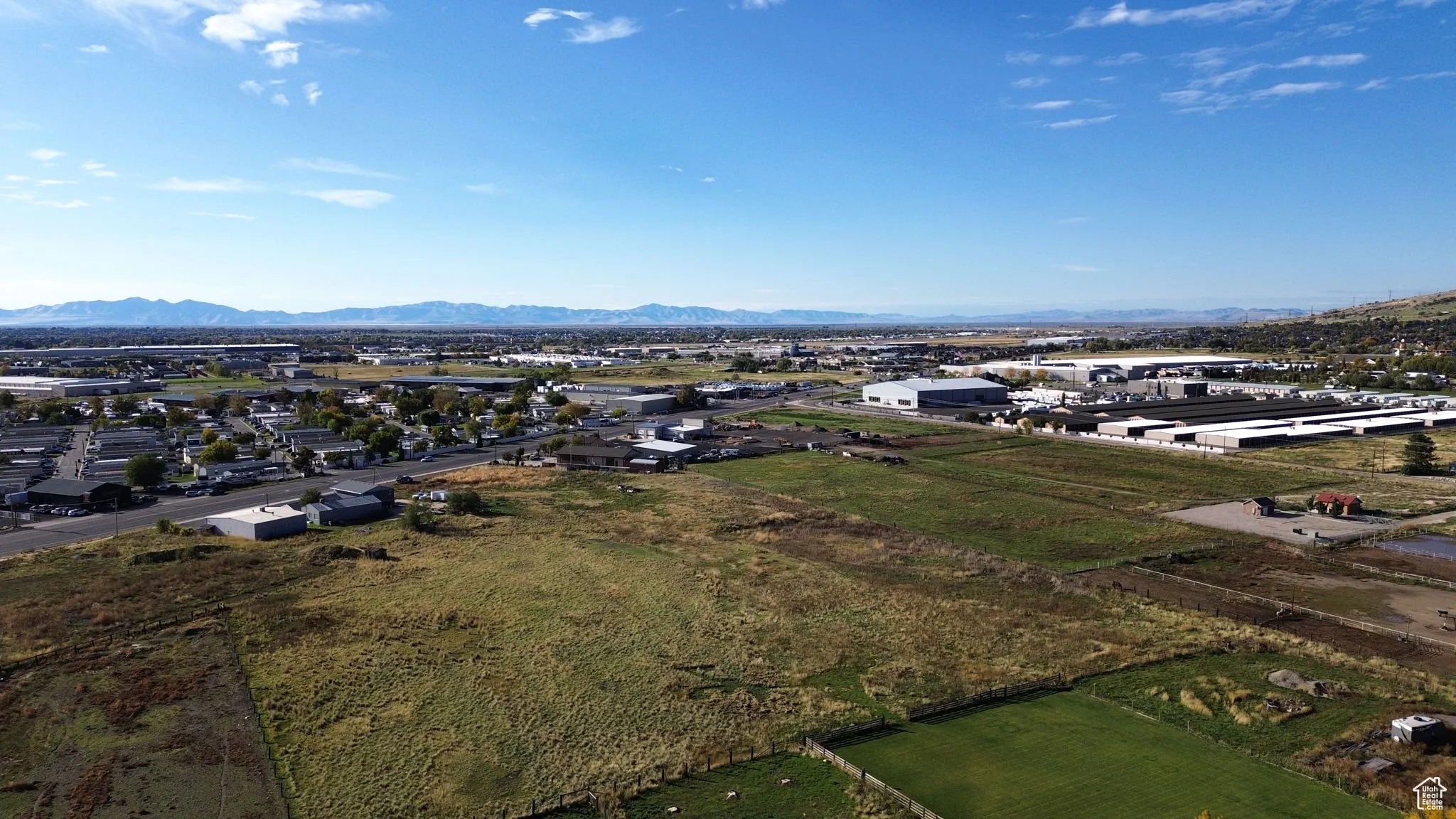 Aerial view of a mountainous background