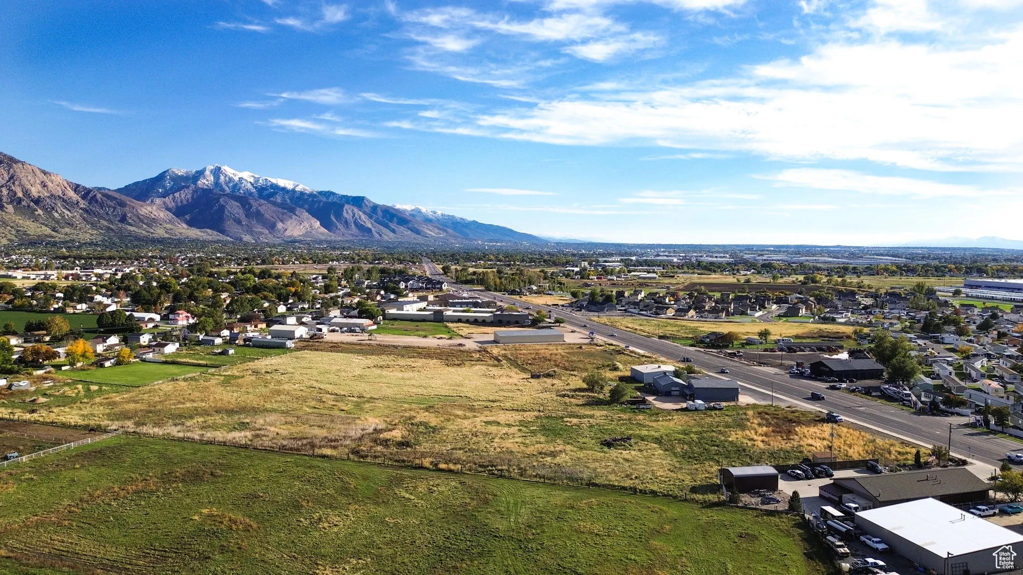 Mountain view with nearby suburban area