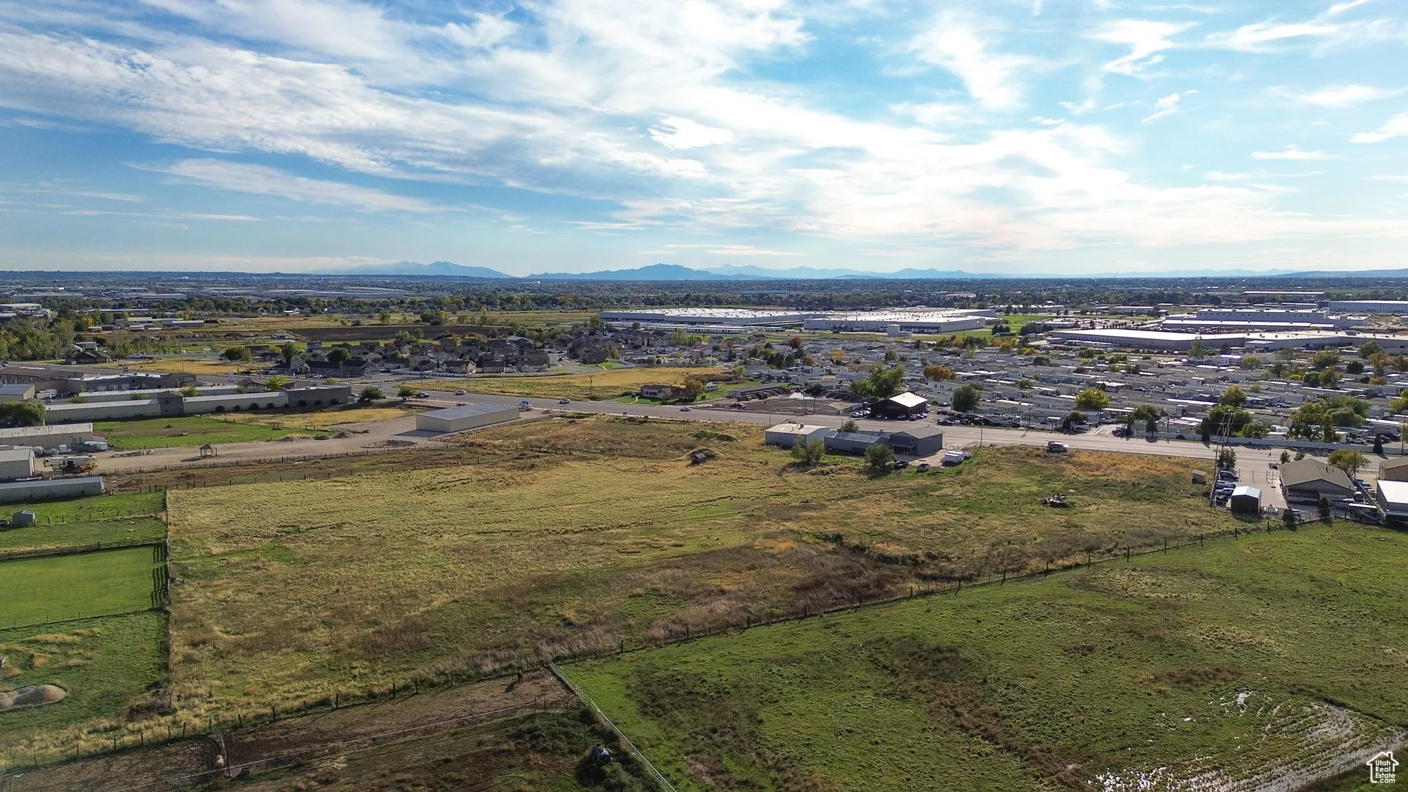 Aerial view of a mountain backdrop