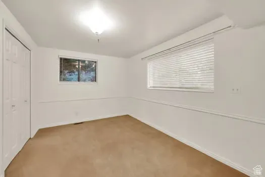 1st Bsmt Bdrm featuring Double-wide closet and  daylight lighting.