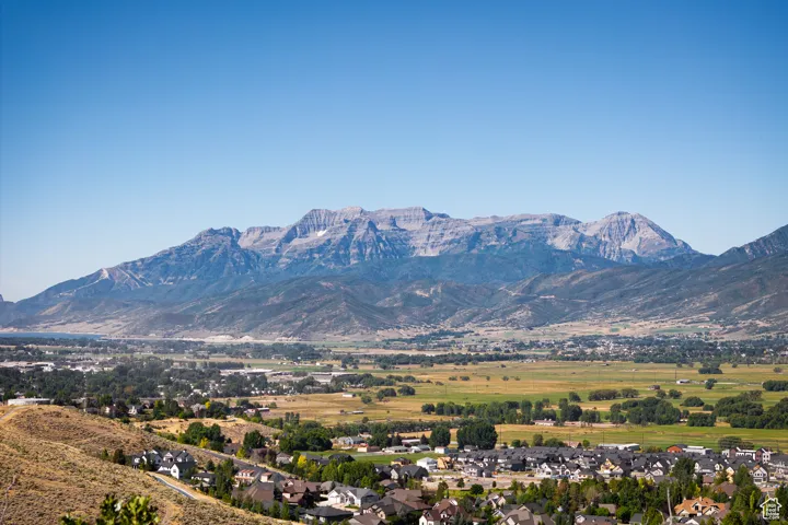 View of mountain background with nearby suburban area