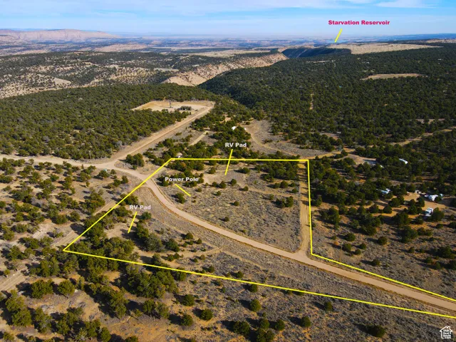 Overview of rural landscape featuring property boundaries highlighted
