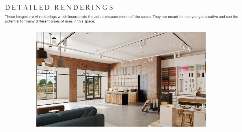 Living area featuring concrete floors, brick wall, and track lighting