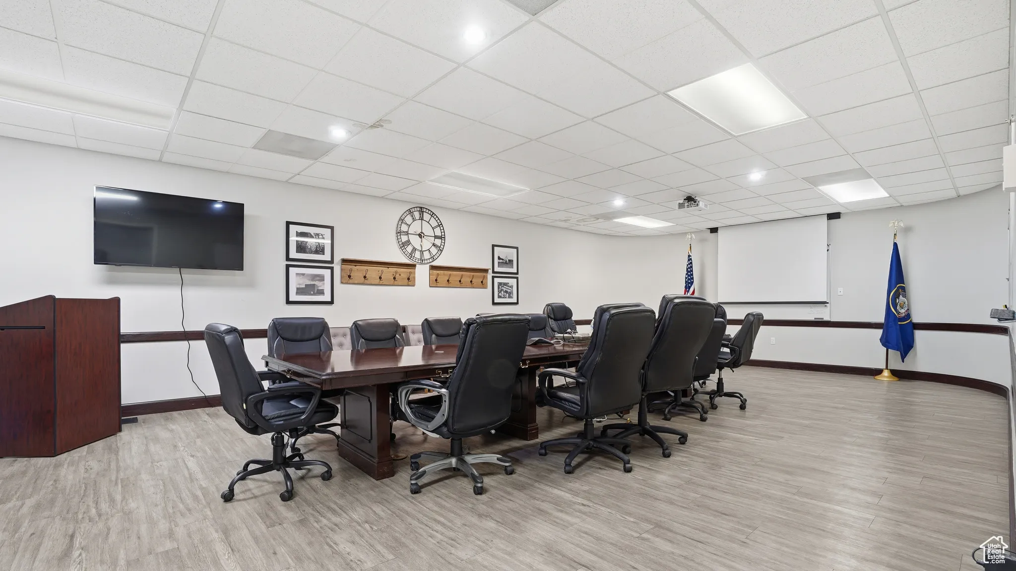 Office with a drop ceiling