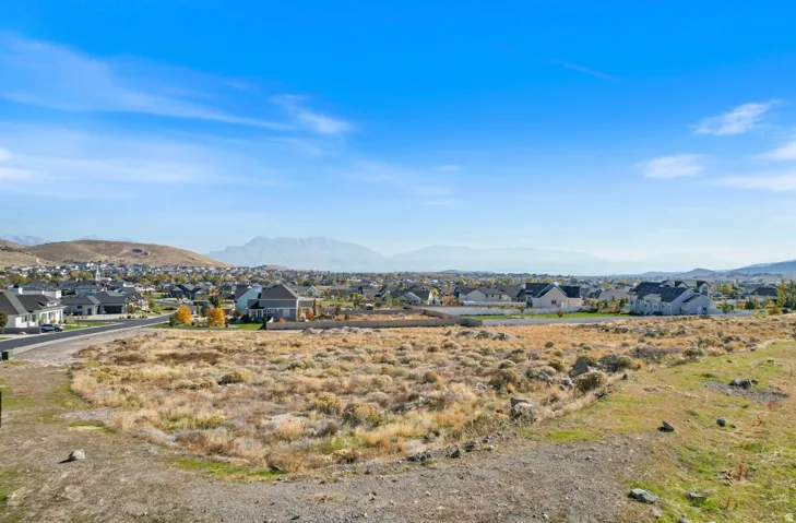View of mountain background with nearby suburban area