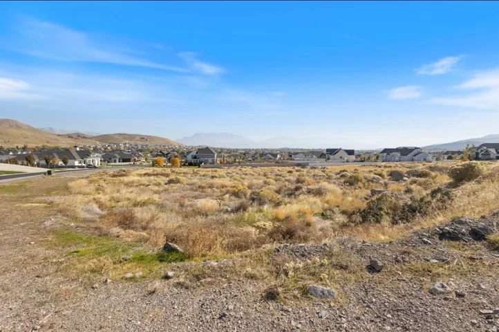 View of mountain background with nearby suburban area