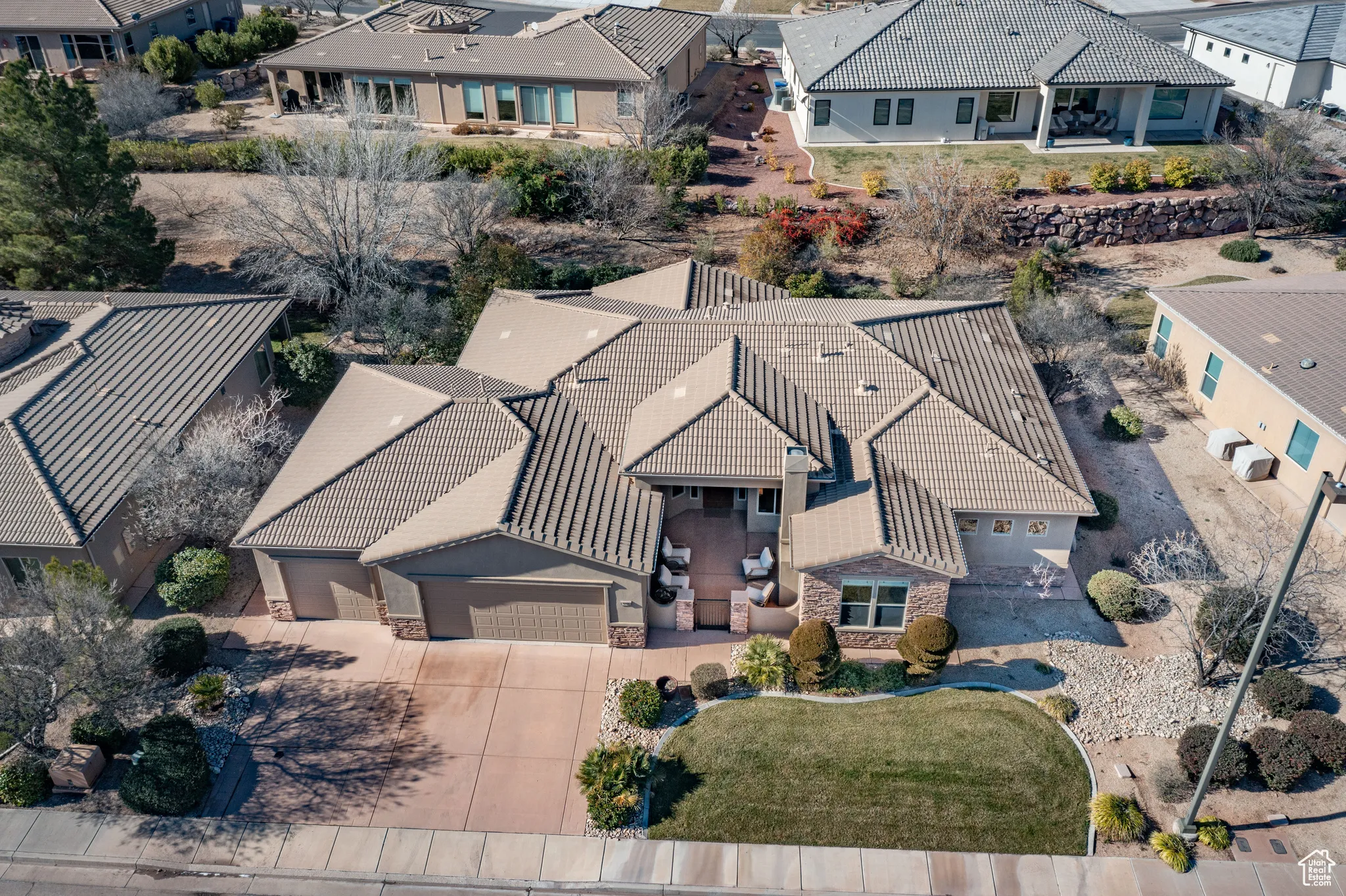 Aerial view of residential area
