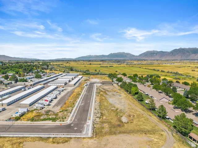 Drone / aerial view of a mountain backdrop