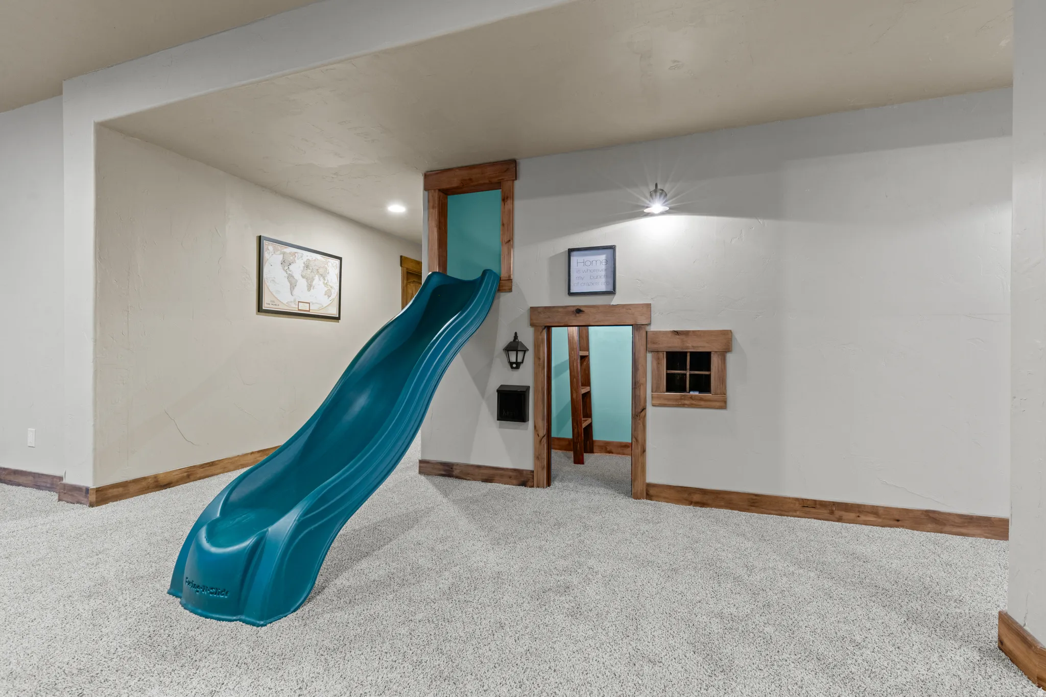 Built-in Playhouse featuring Slide, mailbox and window