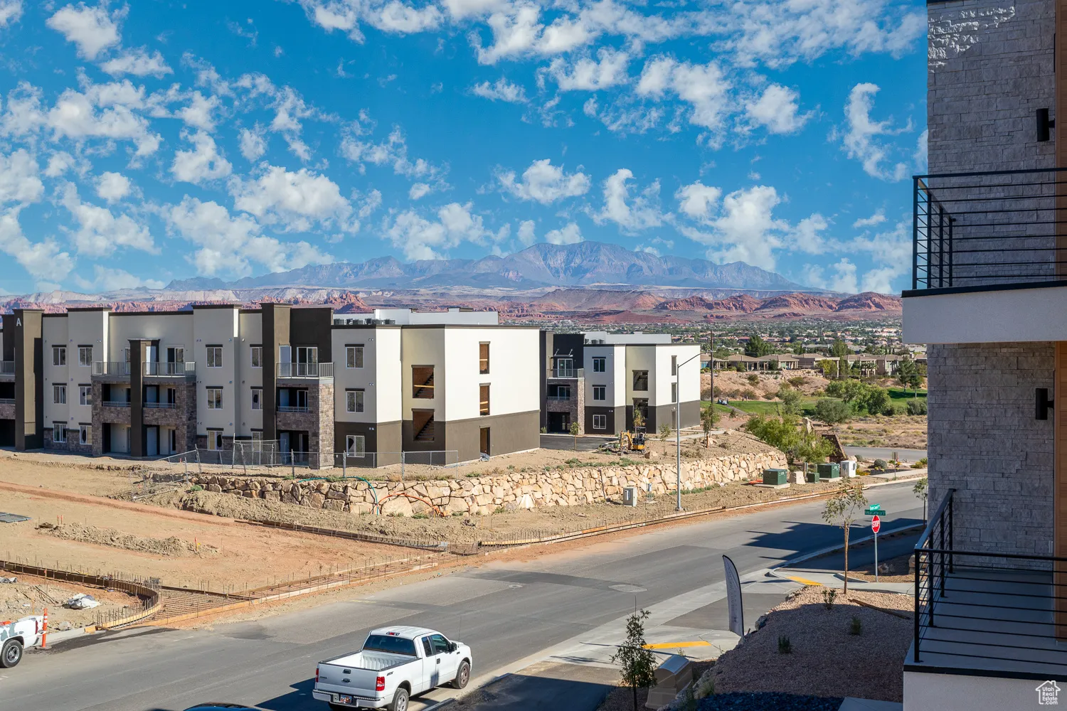 View of building exterior with a mountain view