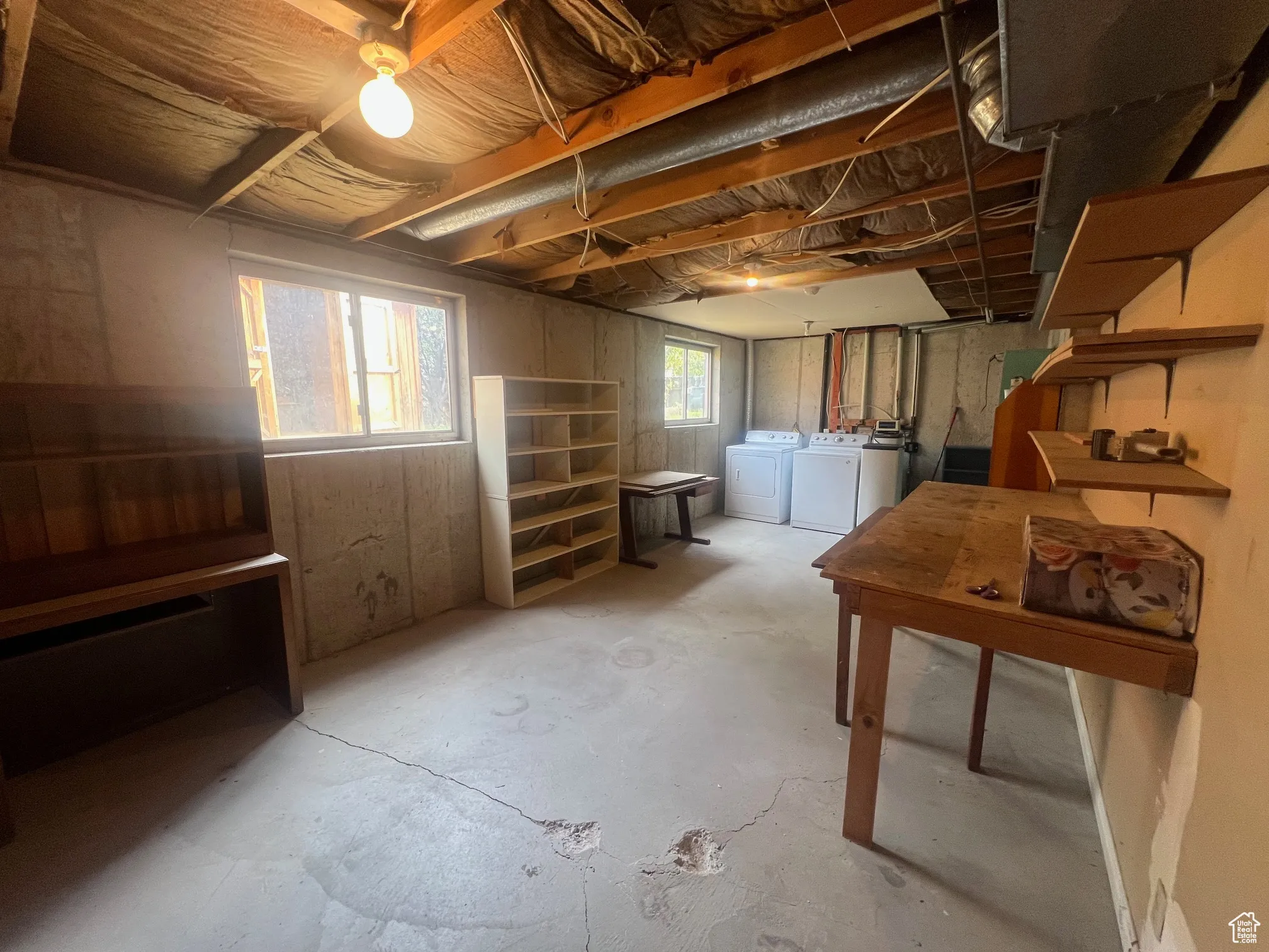 Huge laundry room and storage.