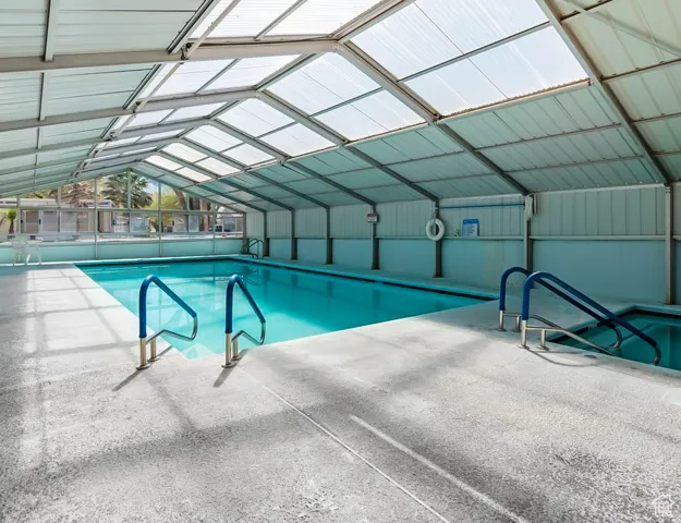 Indoor pool with a lanai