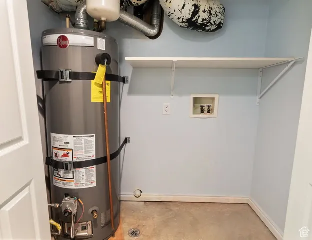 Utilities featuring strapped water heater