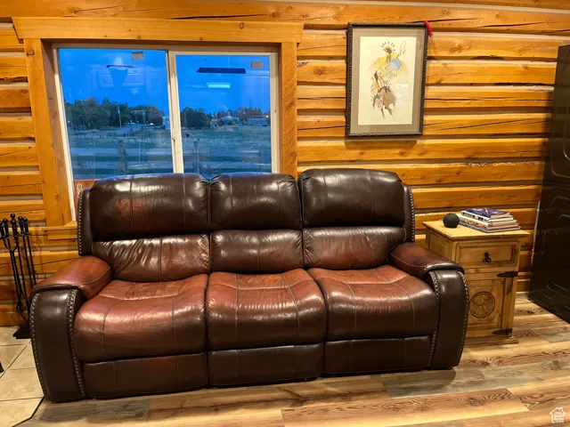 Cinema featuring rustic walls