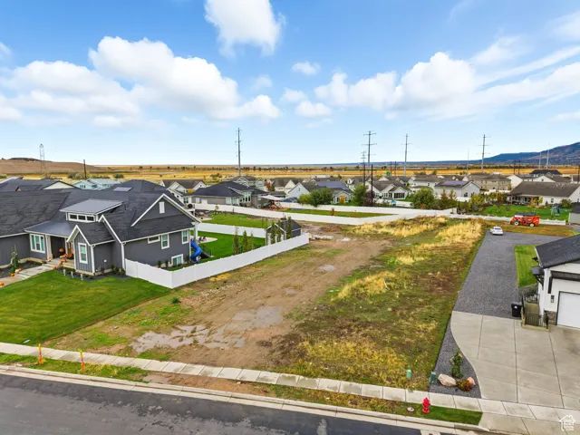Aerial perspective of suburban area