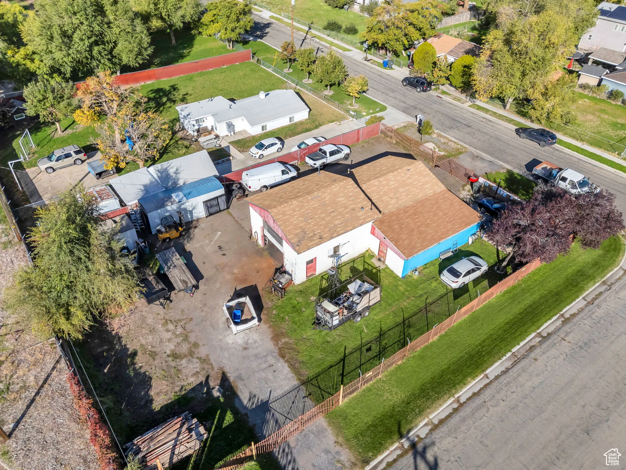 Aerial view of residential area