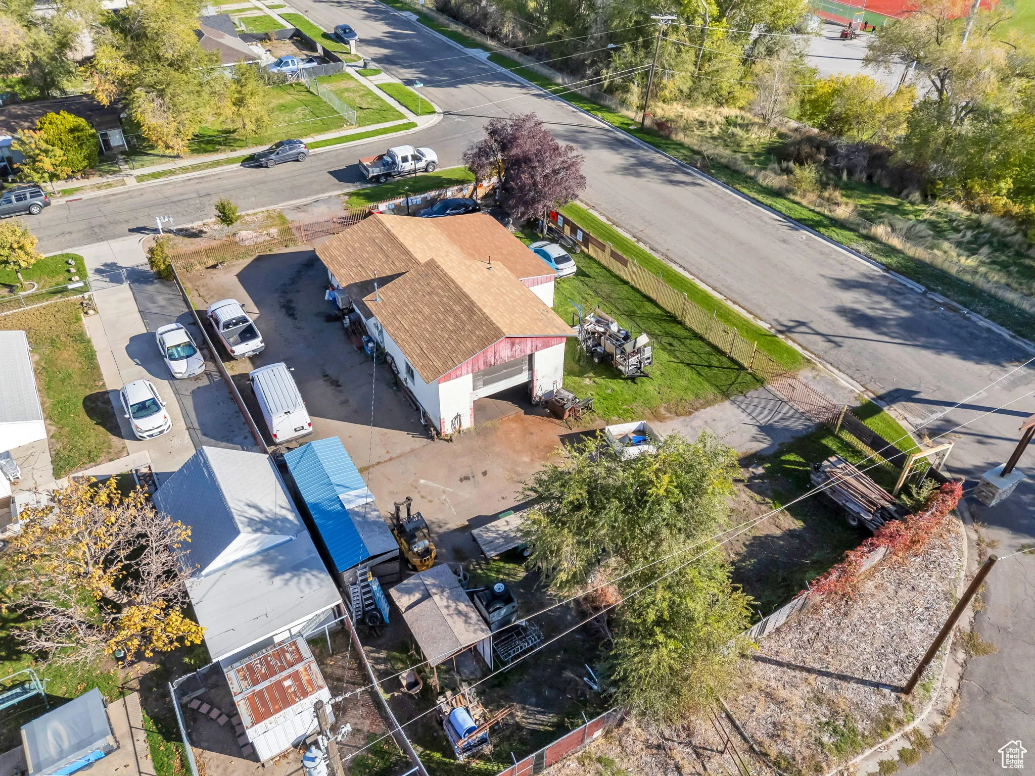 Aerial view of residential area
