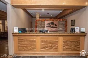 Reception featuring a community bar