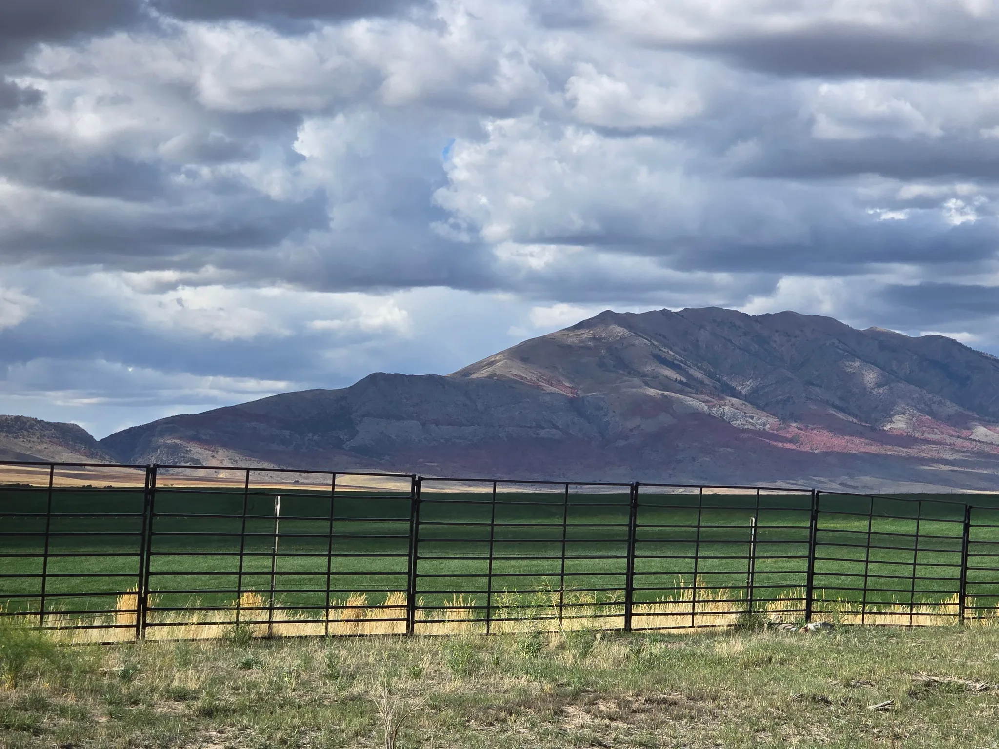 View of mountain background with rural landscape