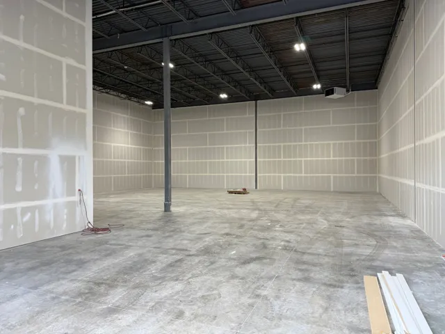 Garage with metal wall