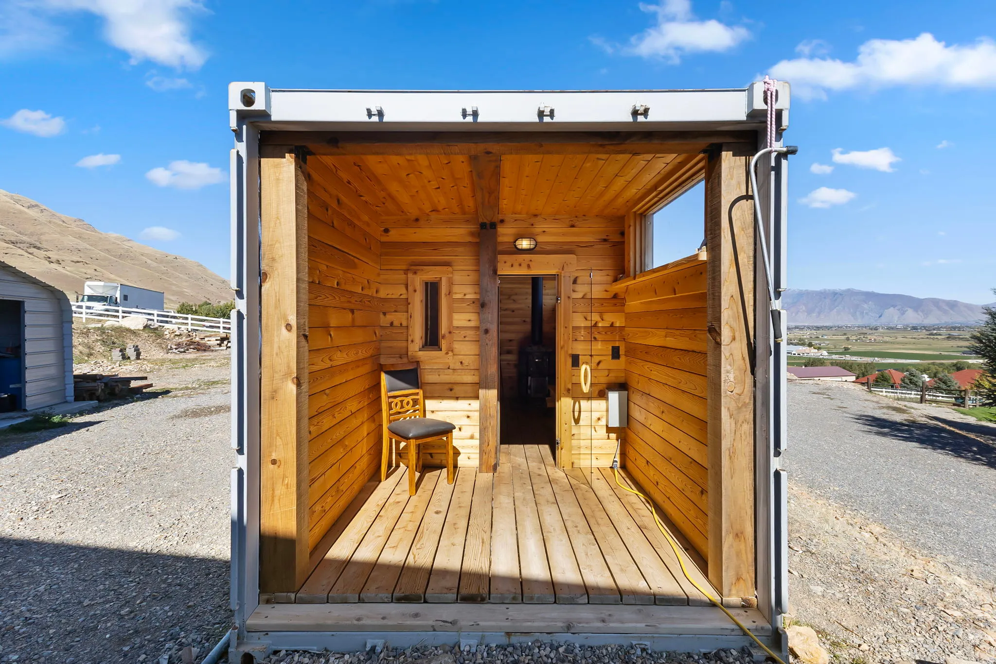 Custom relaxing Sauna made of Cedar and Redwood.