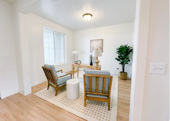 Living area featuring wood finished floors