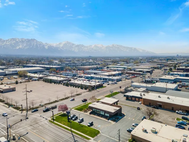 Drone / aerial view of a mountainous background