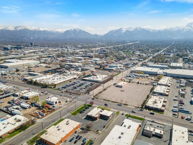 Drone / aerial view of a mountainous background