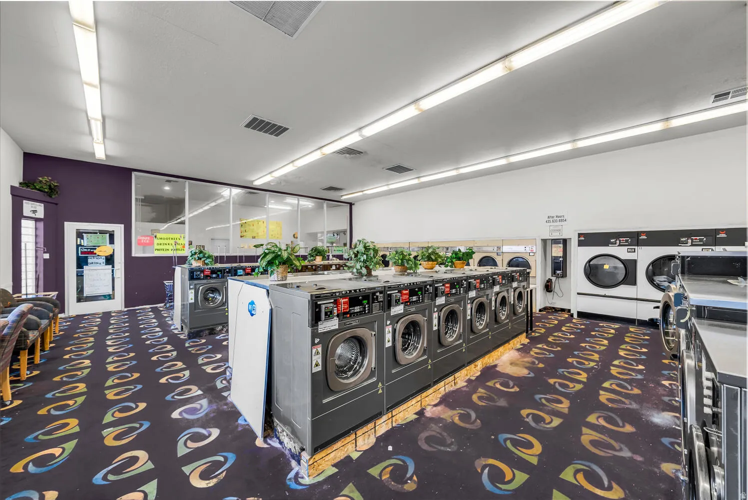 Shared laundry with washer and clothes dryer