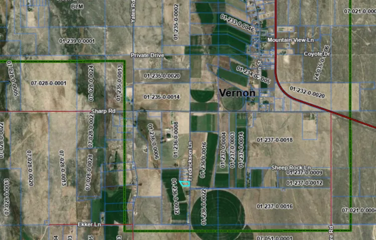 Aerial map of property and surrounding area with property parcel outlined