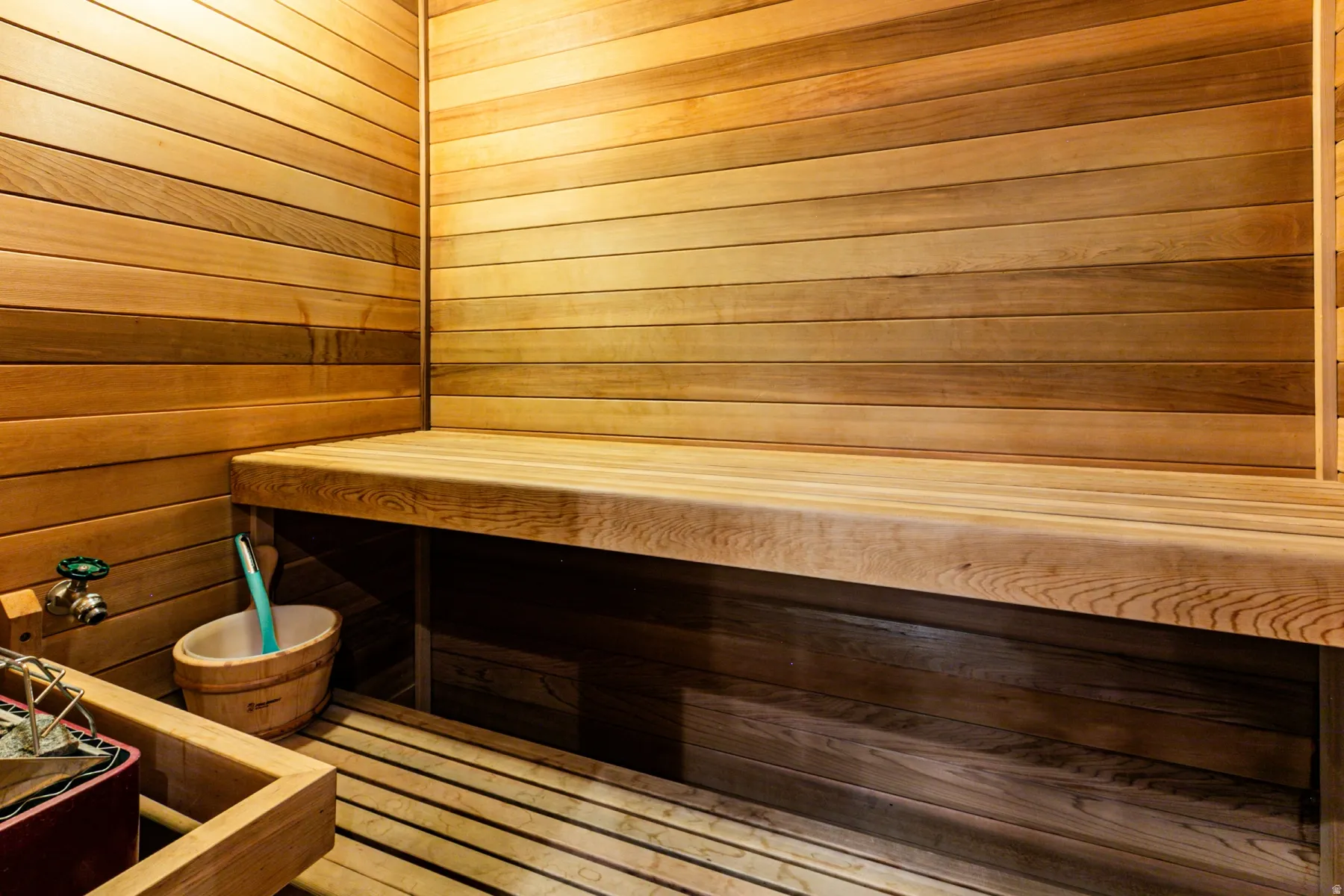 Sauna with wooden walls