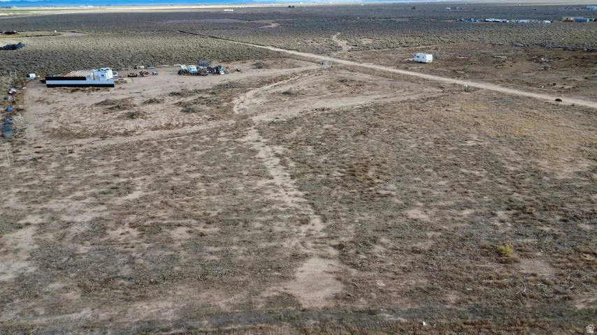Aerial view of sparsely populated area featuring a desert landscape