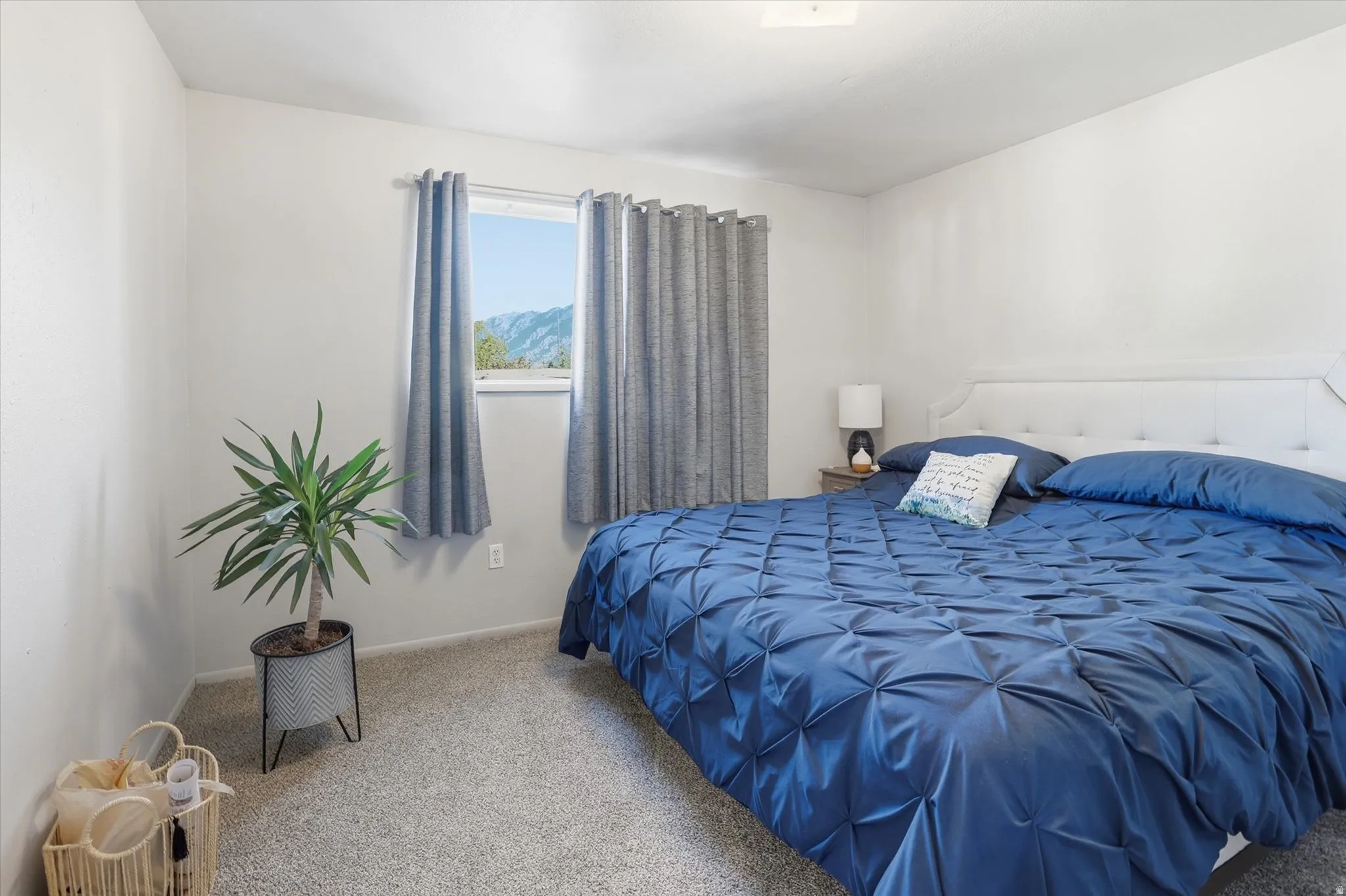 Bedroom with carpet floors and baseboards