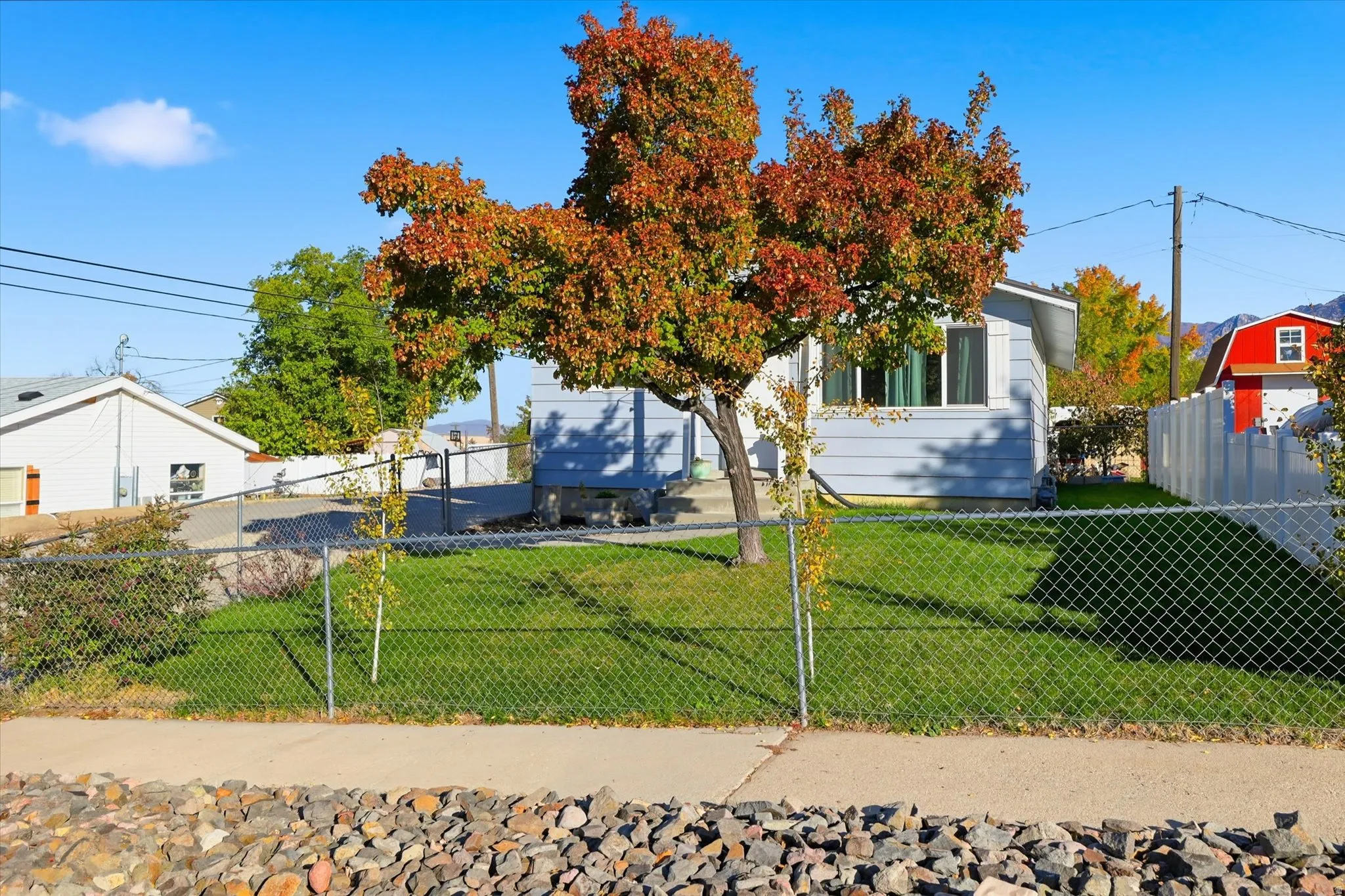 View of front of house with a fenced front yard