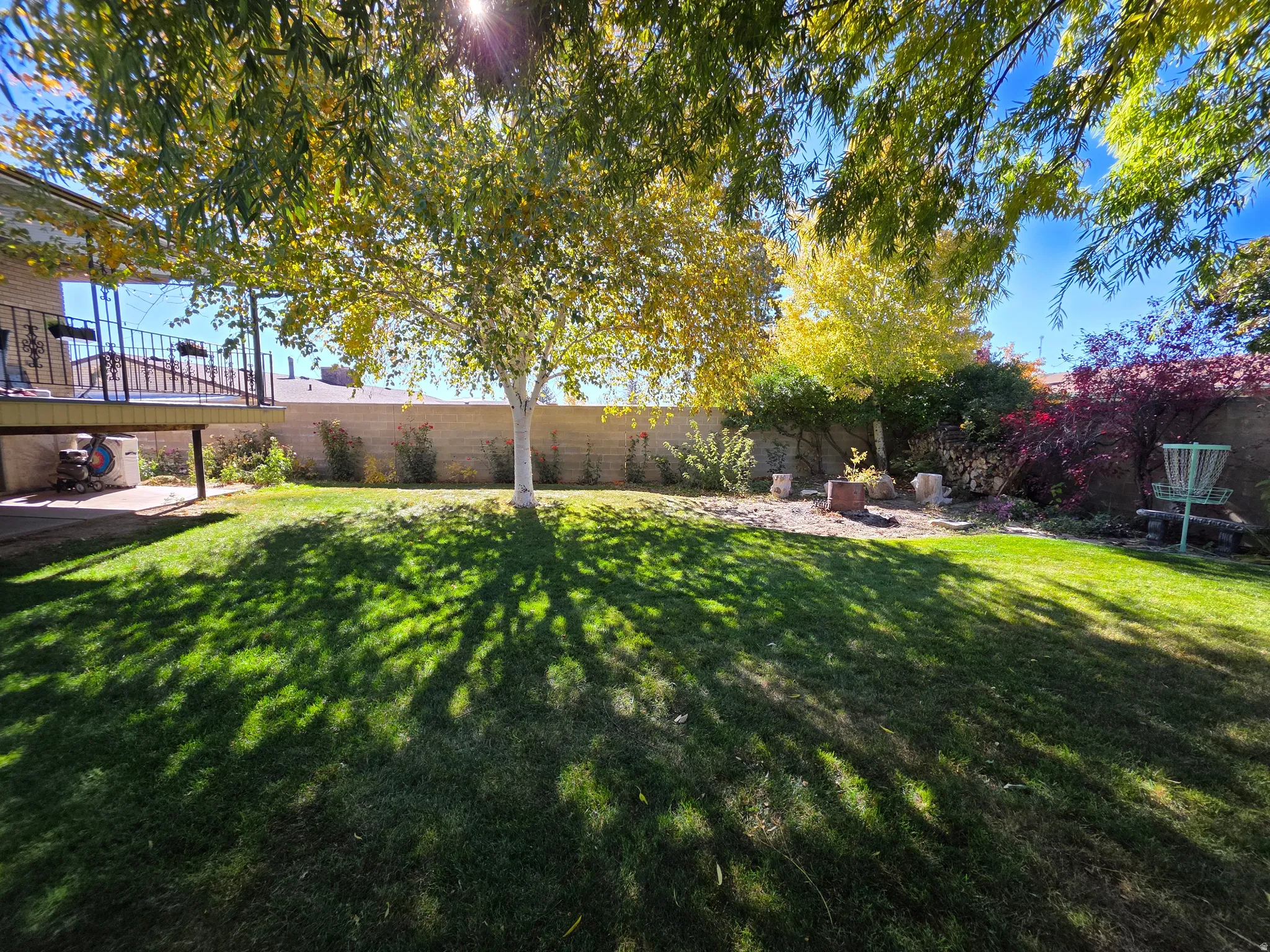View of fenced backyard