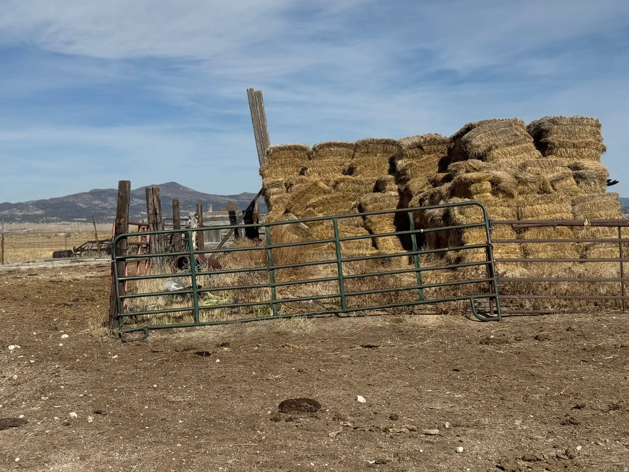 Stable featuring a mountain view and a view of rural / pastoral area