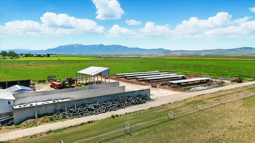 View of barnyard and corrals.