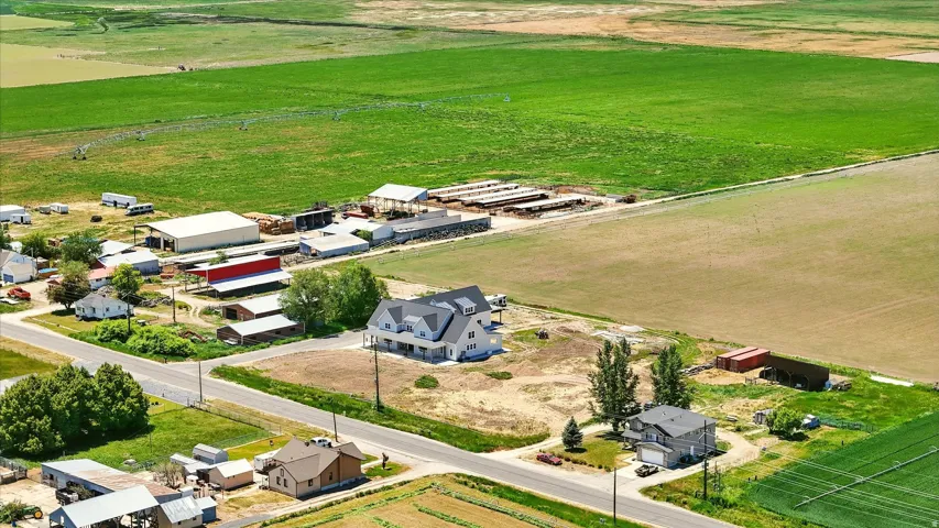 Overview of rural landscape with farmland