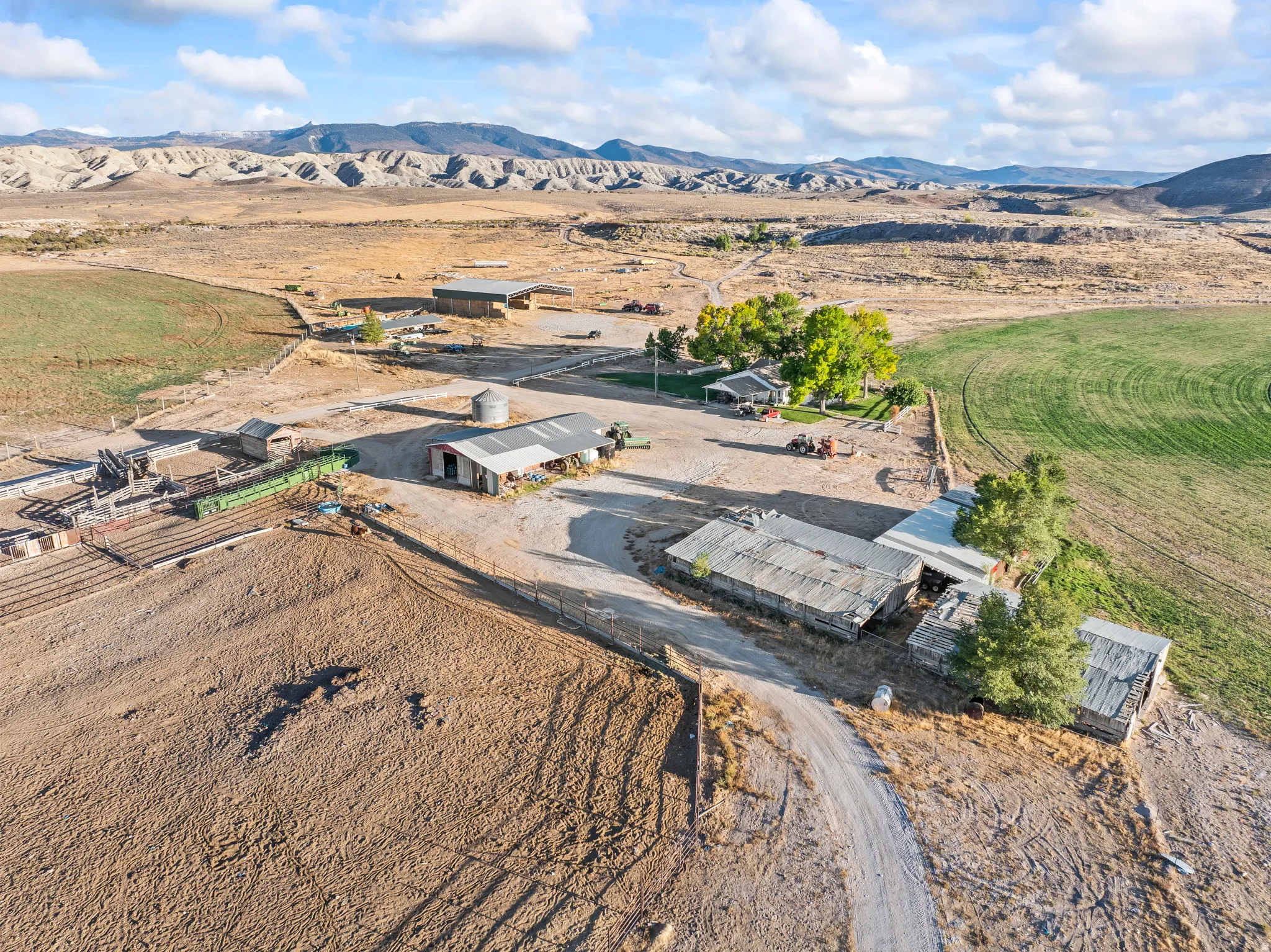 Overview of rural landscape featuring mountains