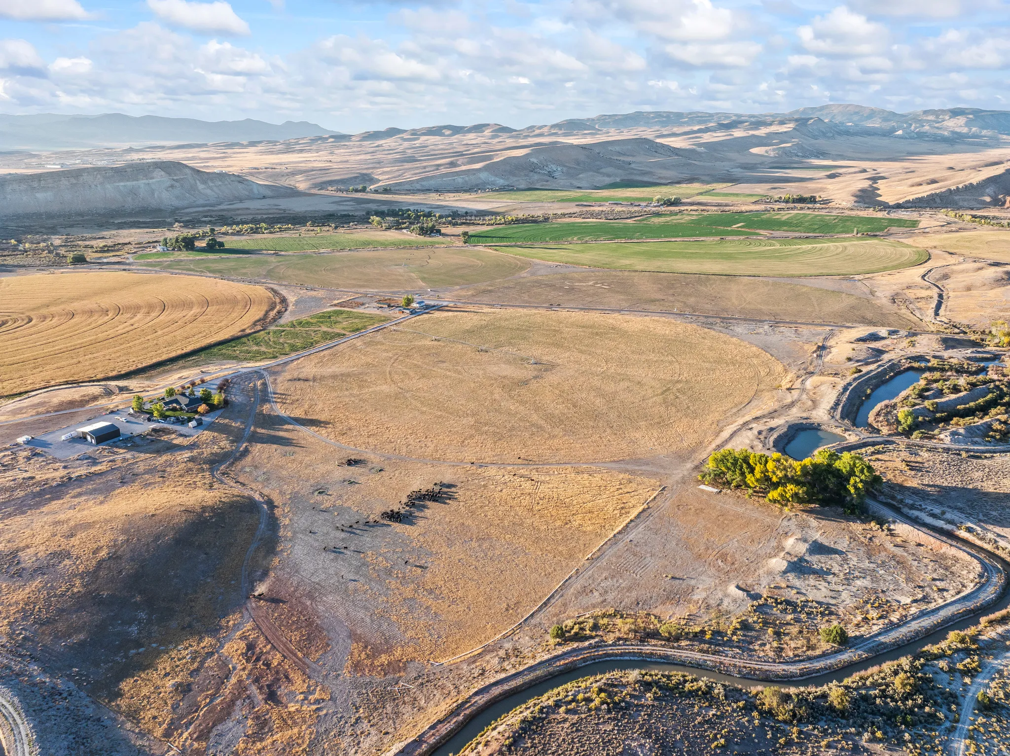 Aerial overview of property's location with mountains and rural landscape