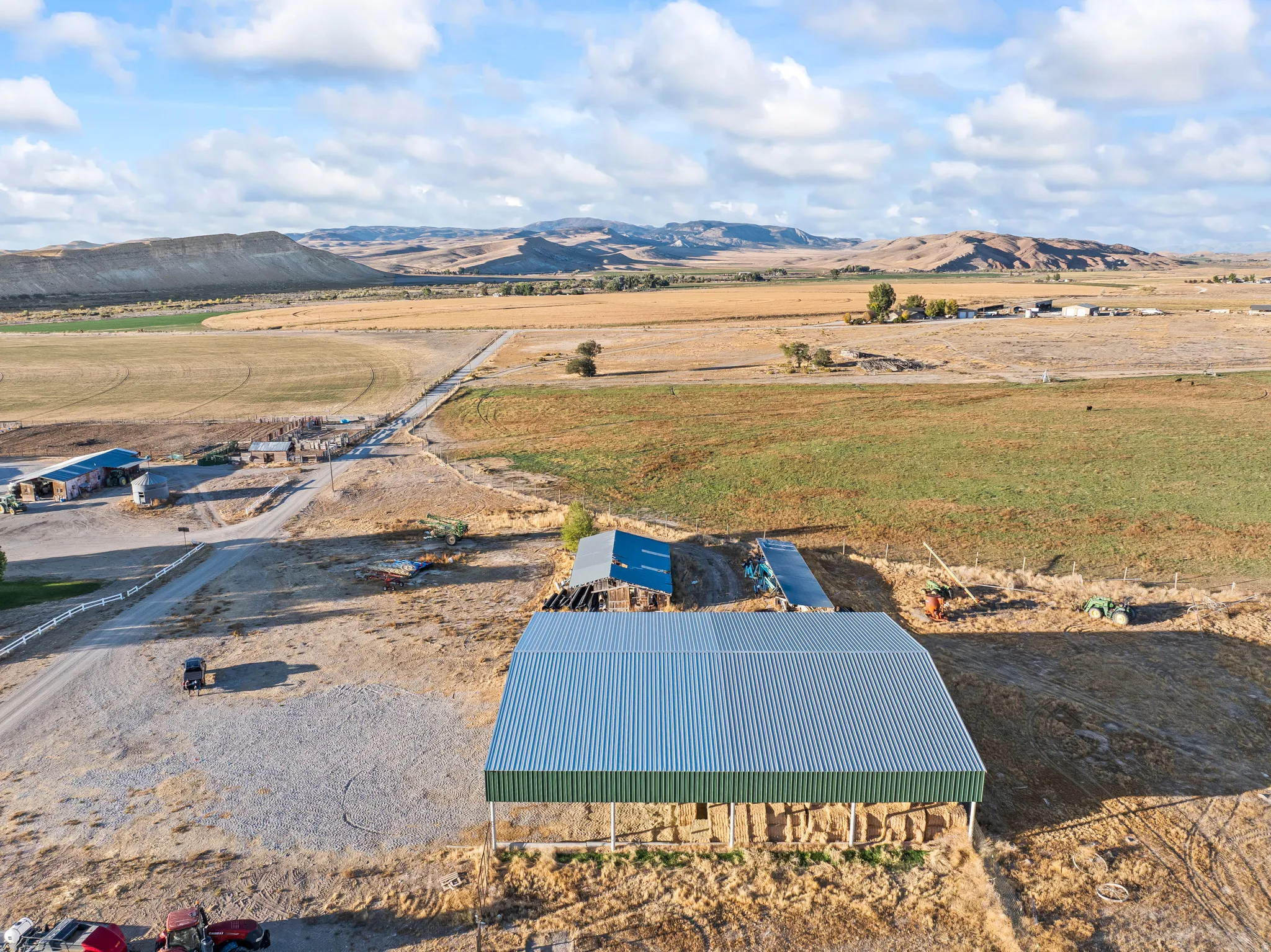 Overview of rural landscape with mountains