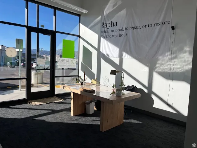 Office space featuring a mountain view