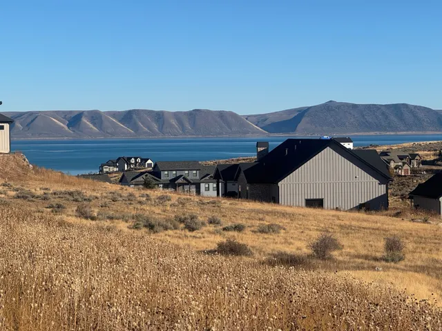 View of mountain background with a nearby body of water