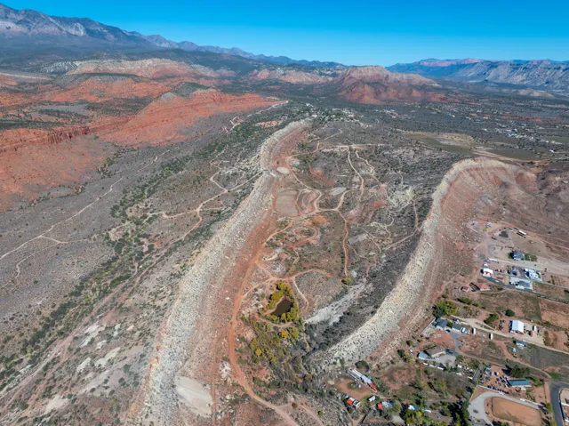 Aerial overview of property's location featuring mountains