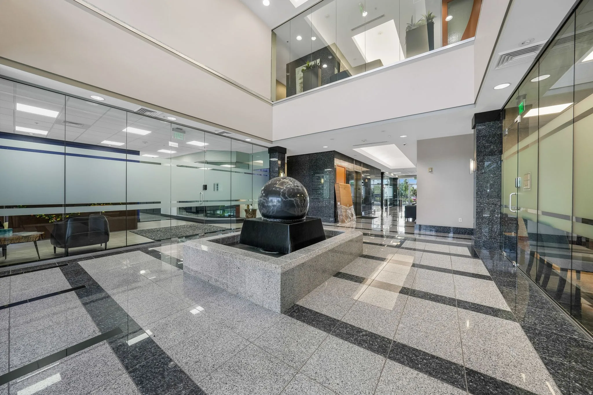 Lobby with a high ceiling