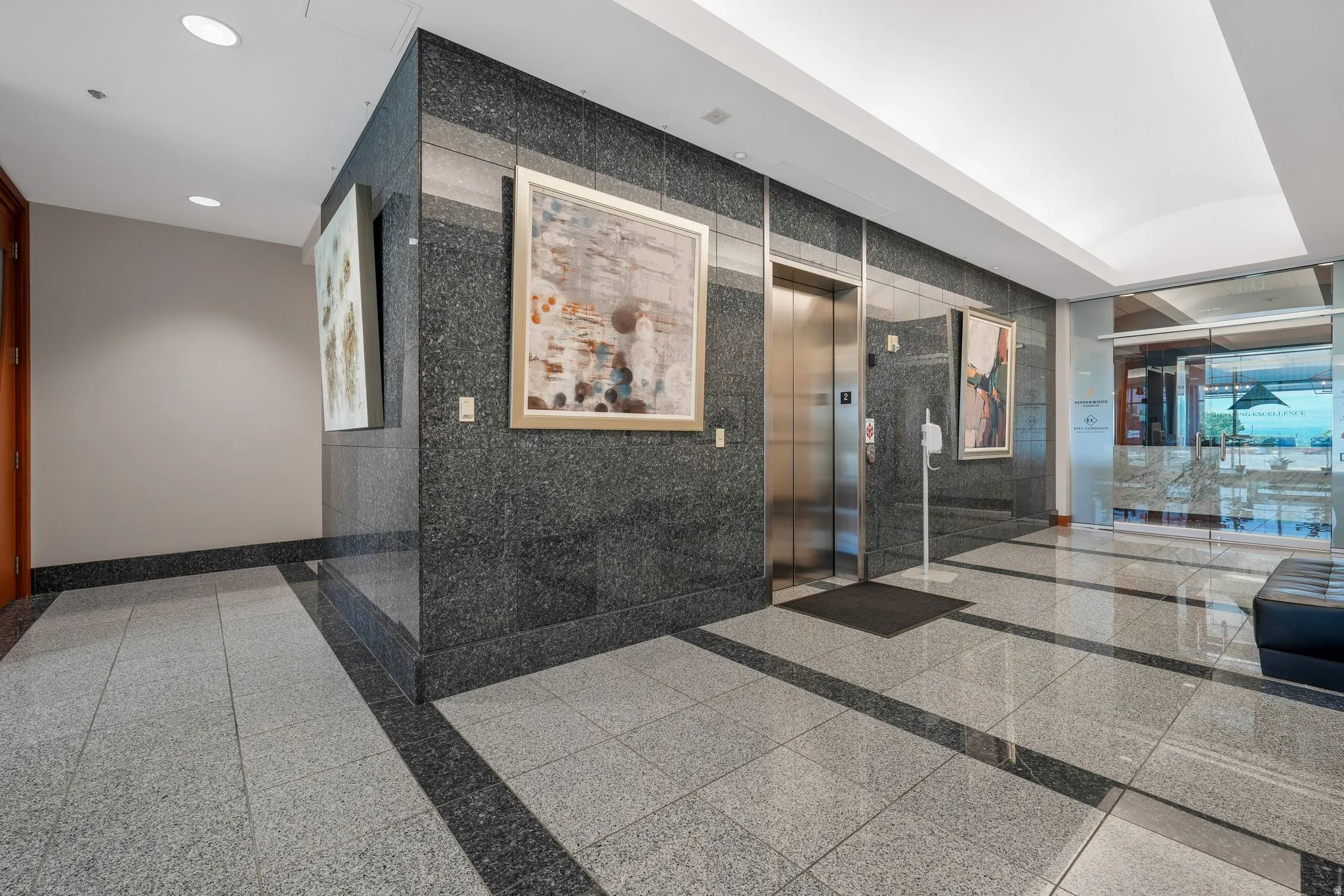 Lobby with recessed lighting