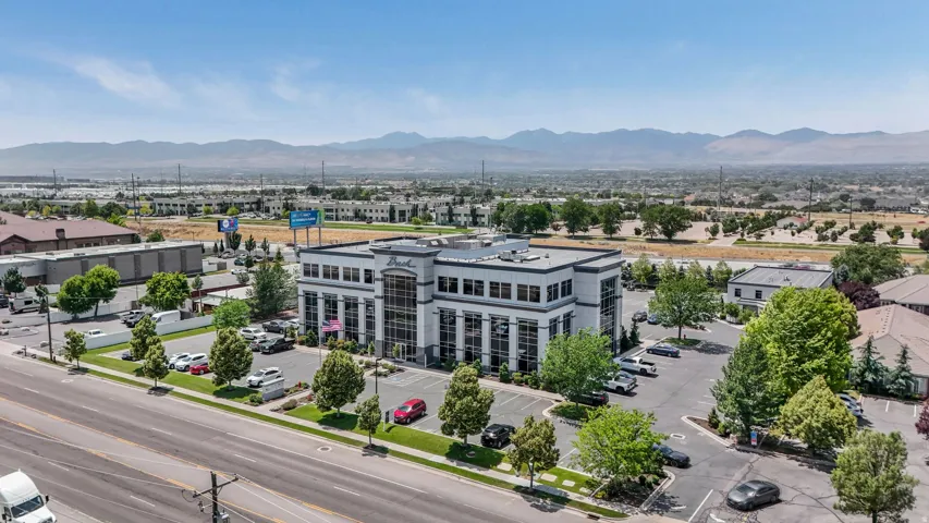 Drone / aerial view of a mountain backdrop