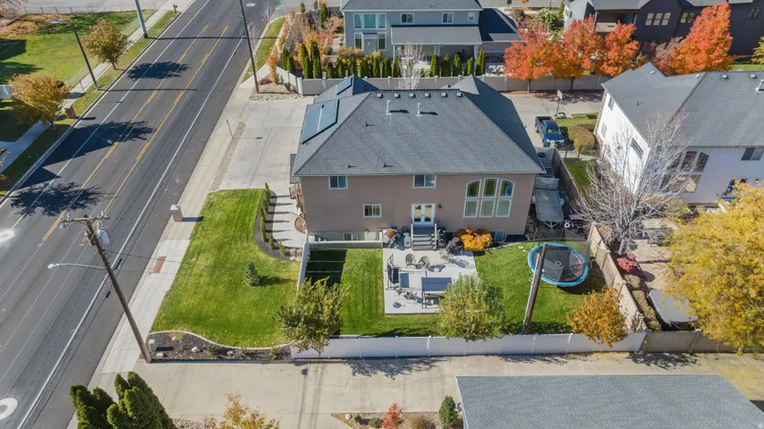 Aerial perspective of suburban area