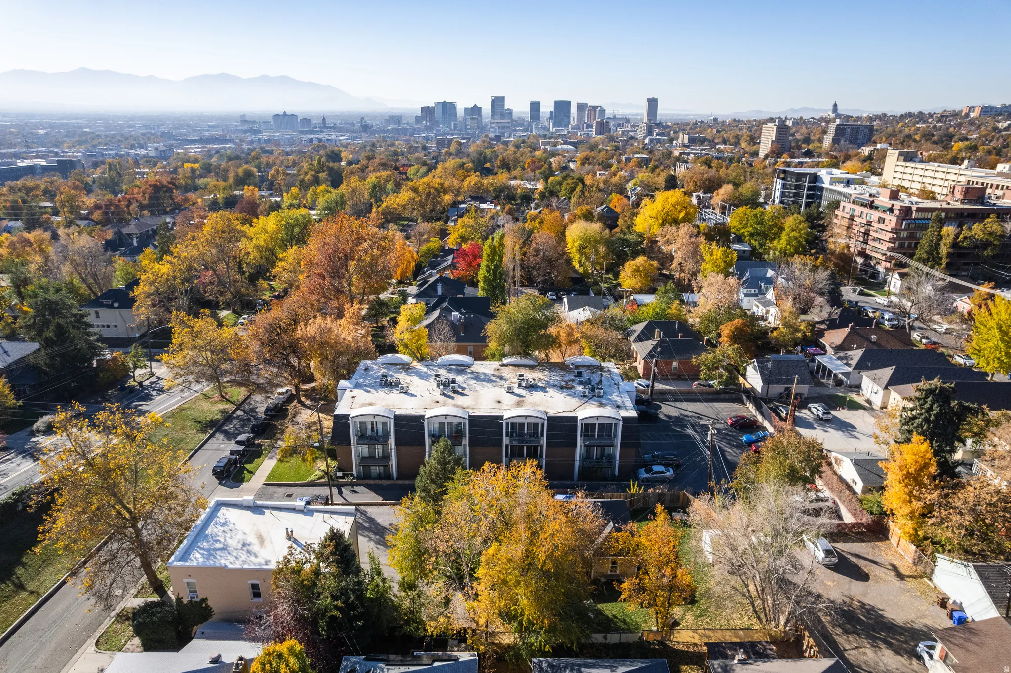 View of urban area featuring mountains