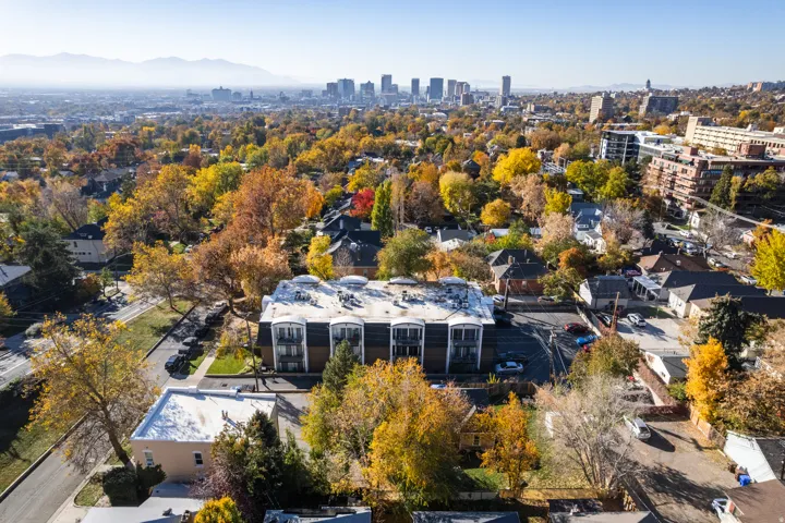 View of urban area featuring mountains
